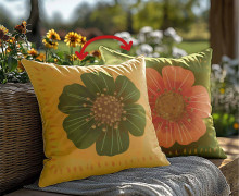 Genähtes Kissen inkl. Inlet - Beautiful Flowers - Grün/Gelb - KnilchArt Design - Mein Hanseherz