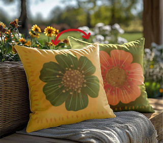 Genähtes Kissen inkl. Inlet - Beautiful Flowers - Grün/Gelb - KnilchArt Design - Mein Hanseherz