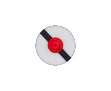 1 Polyesterknopf - Rund - 14mm - Öse - Streifen - Erhabener Roter Punkt - Weiß