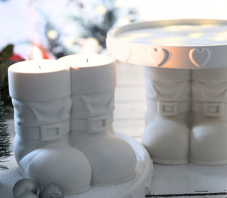 Silikon - Gießform - Teelichthalter - Santa Claus Stiefel - Tellerhalter - Weihnachten - vielfältig nutzbar