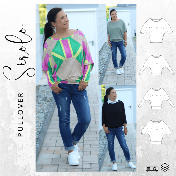 Ebook PDF Schnittmuster Pullover SIROLO  Gr. 34-56