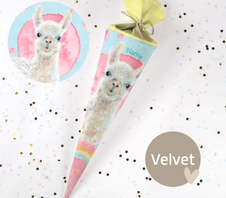 DIY-Nähset Schultüte - Joyful Llama - Eda&Mo - Velvet - zum selber Nähen