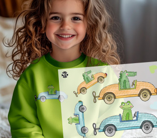 Onkel Bo's Bügelbilder - DIN A4 - fröhliche Tierfreunde - unterwegs - Kroko/Frosch - BIG - ela_ideen