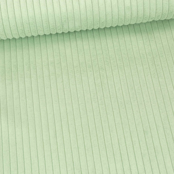 Samt - Chenillegewebe - Dekostoff - Breite Rippen - Polsterstoff - Uni - Blassgrün