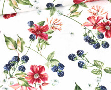 Baumwolle - Webware - Ring A Roses - Brilliant - Brombeeren - Weiß - Gütermann