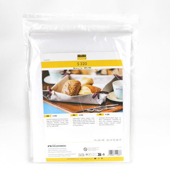 1 Beutel Vlieseline - S 320 - 90cm x 1m - Leichte Schabrackeneinlage - Weiß
