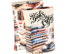 DIY-NÄHSET - Buchtasche -  Books&Coffee - Creme - Softshell - abby and amy