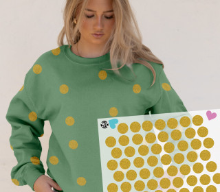 Onkel Bo's Bügelbilder - DIN A4 - Konfetti - Punkte - Glitzer Optik - Gold