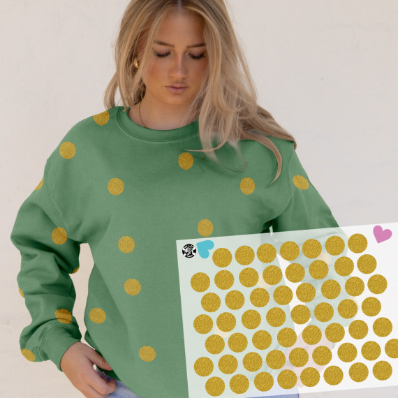 Onkel Bo's Bügelbilder - DIN A4 - Konfetti - Punkte - Glitzer Optik - Gold