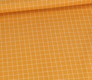 2.WAHL - Baumwolle - Webware - Popeline - bedruckt - Karo - Senfgelb