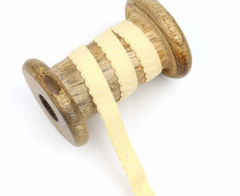 1m elastisches Schrägband  - Bogenkante - 12mm - Sandgelb