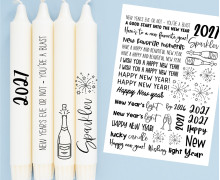 DIN A4 - Tattoofolie - Happy New Year - für Kerzen / Keramik - Weihnachten