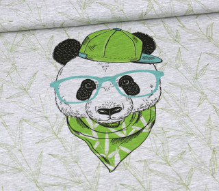 Sommersweat - Paneel - Pandabär Bambus - Grau Meliert - abby and me