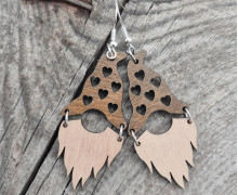 1 Paar Ohrringe Holz - Gnom - leicht - Herbst - Zipfelmütze - Herzen - Namensklang