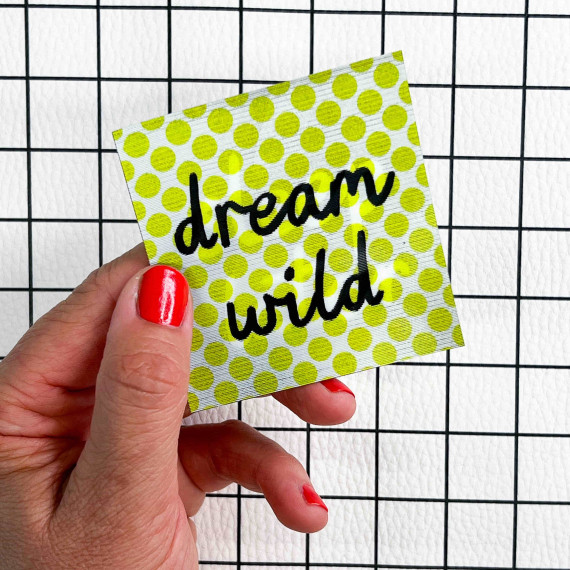1 Flippatch - 1 Label = 2 Motive - Kippen - Wechselmotiv - zum Aufnähen - Cherry Picking - dream wild/sleep later