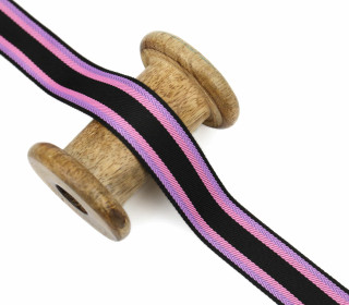 1 Meter Zierband - Dekoband - 25 mm - 2 Streifen - Babyrosa/Lila Hell
