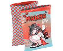 DIY-NÄHSET - Buchtasche - Manga Girl - Rot/Türkis - Softshell - abby and amy