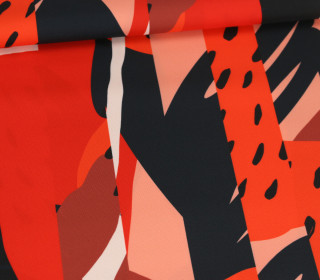 Outdoorstoff - Abstract Bliss - Schwarz/Rot - abby and amy