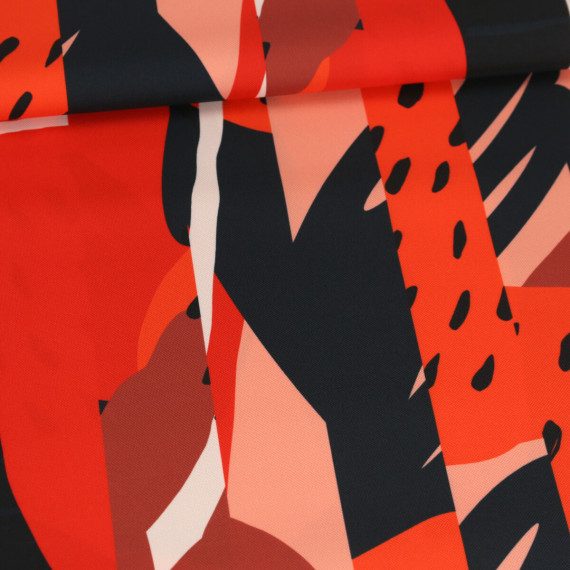 Outdoorstoff - Abstract Bliss - Schwarz/Rot - abby and amy