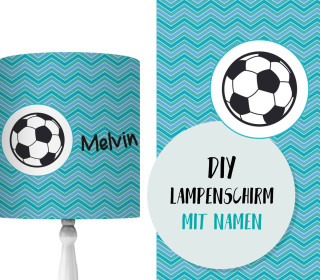 DIY Lampenschirm - Fußball - Blau - Set - personalisierbar - zum Selbermachen