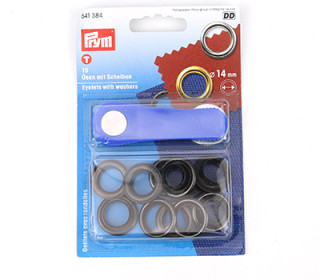 10 Ösen mit Scheiben - Eyelets - Schwarz - 14mm - Prym