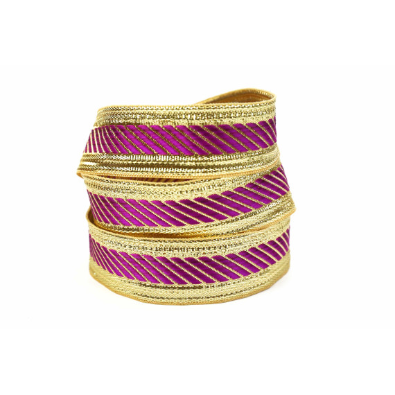 1 Meter Dekoband - Zierband - 30mm - Glitzer - Streifen - Gold/Lila