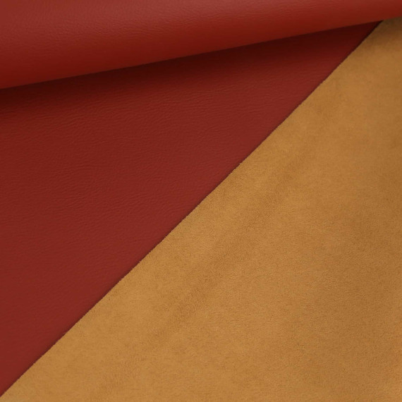 Kunstleder - Doubleface - Nappa & Velours - Rostrot/Camelbraun