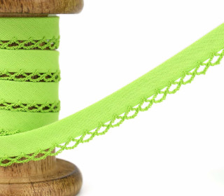 1m Schrägband - Häkelborte - Uni - 12mm - Gelbgrün
