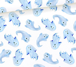 Jersey - Spooky Boo - Spooky Ghosts - Blau - Weiß - Halloween - Bio Qualität - abby and me