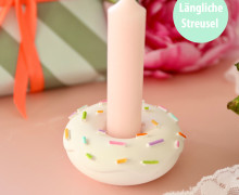 Silikon - Gießform - Donut - Kerzenhalter - für Stabkerzen - Längliche Streusel - vielfältig nutzbar