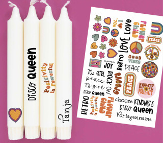 DIN A4 - Tattoofolie - Let's Go RETRO - für Kerzen / Keramik
