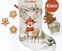 DIY-Nähset - Nikolaussocke - KLEIN - Softshell - Niedliches Rentier - Dorf