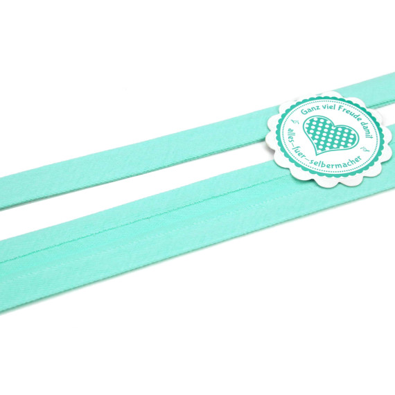 1 Meter elastisches Schrägband - 15mm - Jersey - Minttürkis