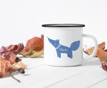 Emaille Becher - Scandi Fox - blau