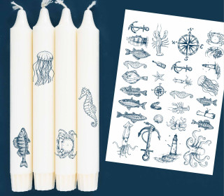 DIN A4 - Tattoofolie - Maritim - für Kerzen / Keramik