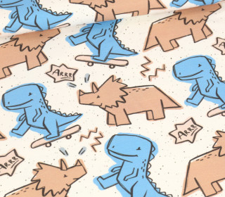 Sommersweat - Dino Parts - Offwhite - Bio Qualität - abby and me