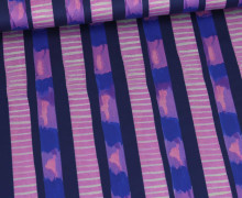 Baumwoll Satin - Webware - Stripe - Royalblau/Violett