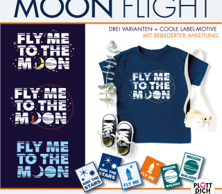 MOON FLIGHT- Fly me to the Moon - Mond - Rakete - Sterne - Plotterdatei  - Formenfroh