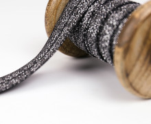 1m Faltgummi - elastisch - Glitzer - Faltband - 20mm - Schwarz Silber