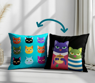 Genähtes Kissen inkl. Inlet - Cat Club - Tea Time - Hamburger Liebe - Mein Hanseherz