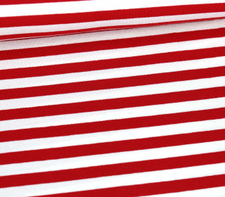 Viskose Jersey - Streifen - Bicolor - Elastic - Rot/Weiß