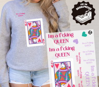 Onkel Bo's Bügelbilder - DIN A4 - I'm a f*cking QUEEN - Karte/Schriftzug - Lausemia Design Studio