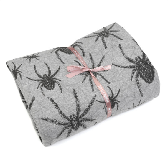 2,15m Zuschnitt - Sommersweat - Scary Spiders  - Small Spiders - Kombistoff - Halloween - Grau Meliert