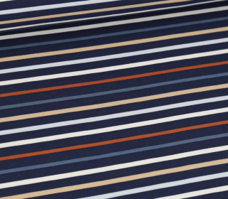 Jersey - bunte Streifen - Dunkelblau