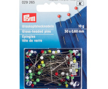 1 Dose Glaskopfstecknadeln - 0,60 x 30mm - Bunt - 10g -  Prym - Silber