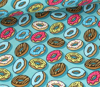 Bio-Sommersweat - French Terry - OMG Donuts - Classics - Türkis - Hamburger Liebe