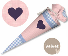 DIY-Nähset Schultüte - GESCHWISTERTÜTE - Rosa Blau Herz - Velvet - abby and amy