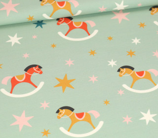 Sommersweat - Pastel Christmas - Rocking Horse - Lichtgrün - Bio Qualität - Elisabeth Cölfen - abby and me
