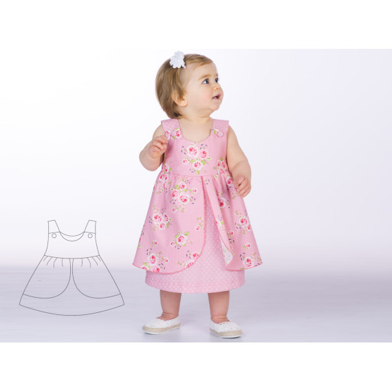 Schnittmuster Babykleid Hängerchen. Kleid für Mädchen und Baby Schürzenkleid Gr. 56 bis 98 als Ebook PDF download ROSA von Patternforkids