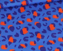 Outdoorstoff - Leo Animal Print - Blau - Royalblau/Rotorange - abby and amy